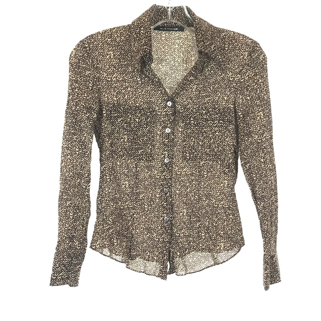 Petite Size P Elie Tahari Abstract Print Silk Top